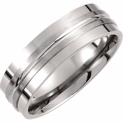 T935:080:P Titanium 7.2mm Double Groove Satin Finish Band Size 8