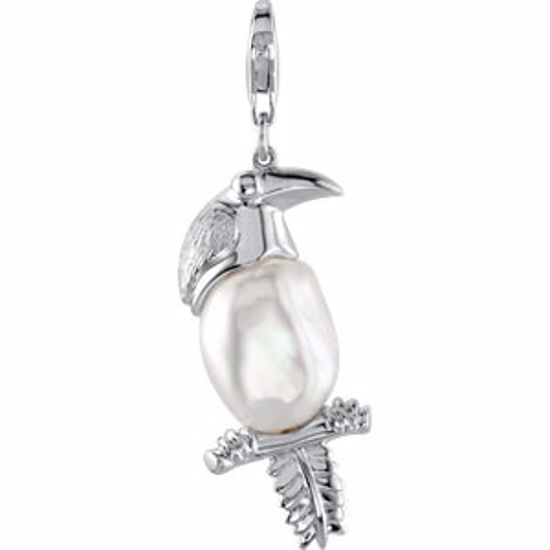 68734:101:P Freshwater Cultured Pearl Parrot Charm