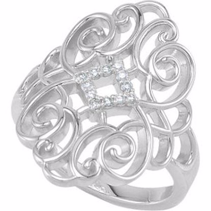 68720:1007:P Sterling Silver 1/10 CTW Diamond Scroll Design Ring Size 7