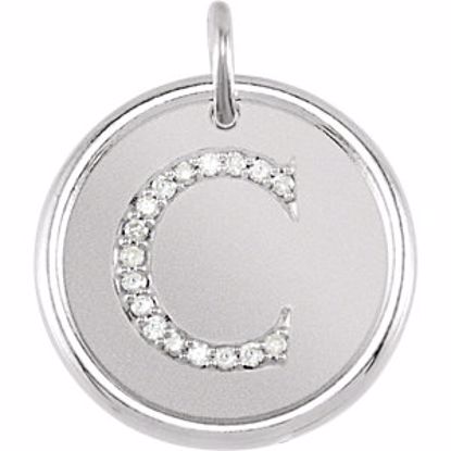 85088:1009:P 14kt White .08 CTW Diamond Initial "C" Pendant