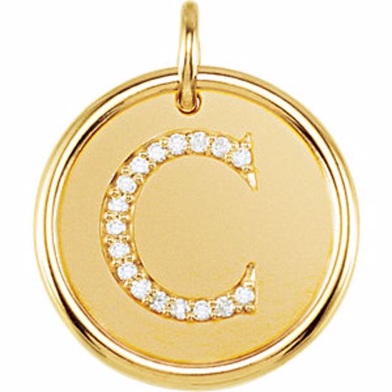 85088:1010:P 14kt Yellow .08 CTW Diamond Initial "C" Pendant