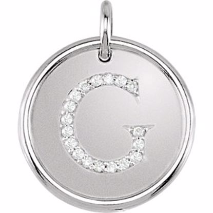 85088:1013:P 14kt White 1/10 CTW Diamond Initial "G" Pendant