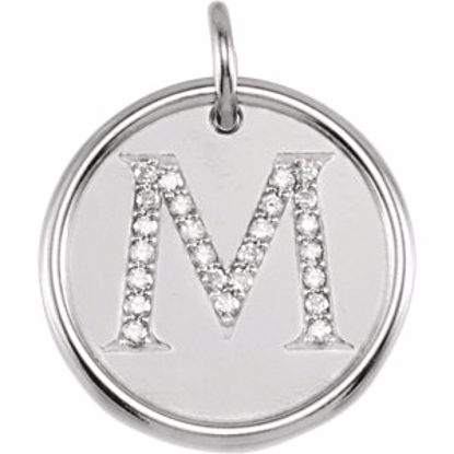 85088:1021:P 14kt White 1/8 CTW Diamond Initial "M" Pendant