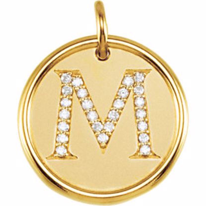 85088:1022:P 14kt Yellow 1/8 CTW Diamond Initial "M" Pendant