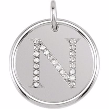 85088:1025:P 14kt White 1/10 CTW Diamond Initial "N" Pendant