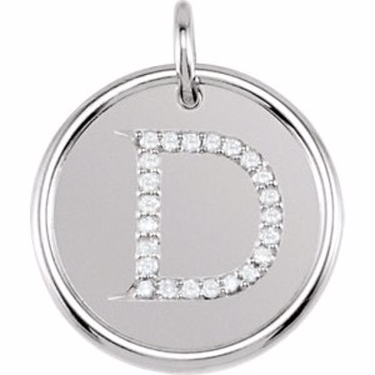 85088:1033:P 14kt White 1/10 CTW Diamond Initial "D" Pendant