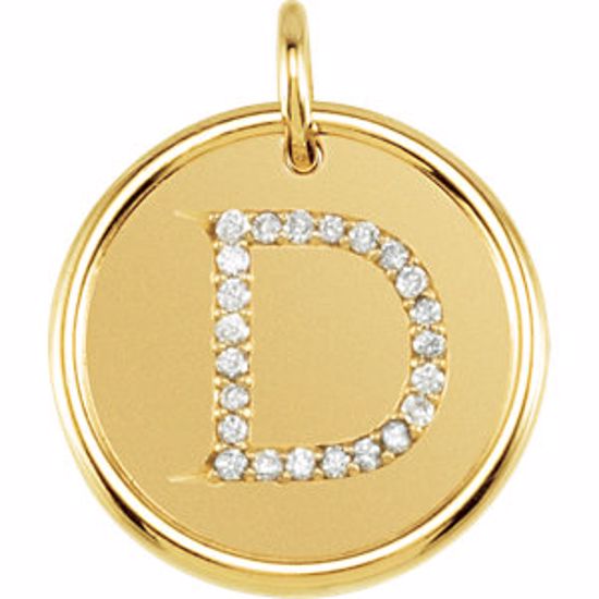 85088:1034:P 14kt Yellow 1/10 CTW Diamond Initial "D" Pendant