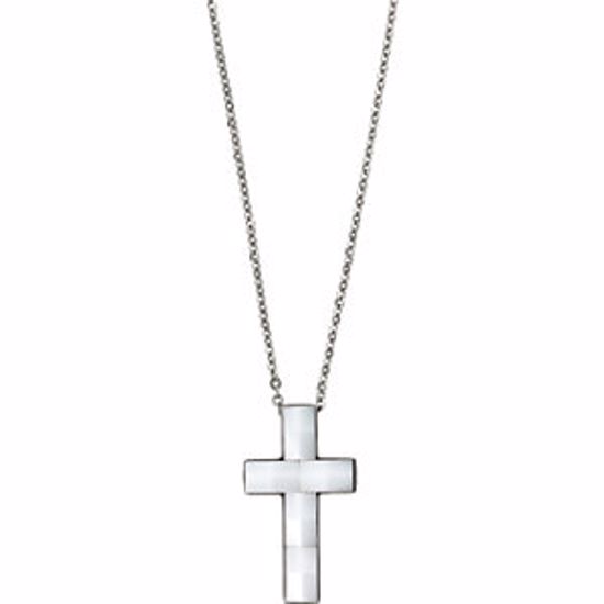 CP226:100:P Ceramic Couture® & Stainless Steel Cross Necklace