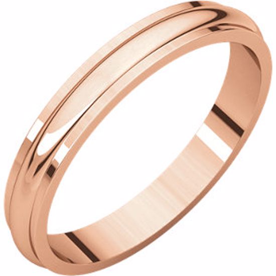 HRE10:142439:P 14 K Rose 3mm Half Round Edge Band