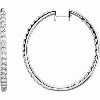 61378:60009:P 14kt White 4 CTW Diamond Hinged Inside/Outside Hoop Earrings