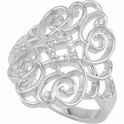 68720:1008:P Sterling Silver 1/10 CTW Diamond Scroll Design Ring Size 8