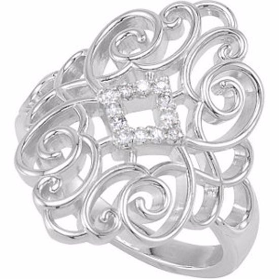 68720:1006:P Sterling Silver 1/10 CTW Diamond Scroll Design Ring Size 6