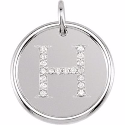 85088:1037:P 14kt White 1/10 CTW Diamond Initial "H" Pendant