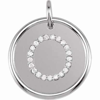 85088:1041:P 14kt White 1/10 CTW Diamond Initial "O" Pendant