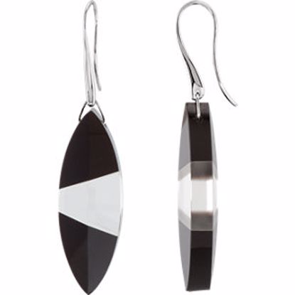 68801:100:P Sterling Silver Onyx & Clear Quartz Earrings