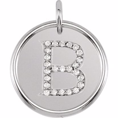 85088:1049:P 14kt White 1/8 CTW Diamond Initial "B" Pendant