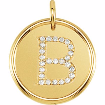 85088:1050:P 14kt Yellow 1/8 CTW Diamond Initial "B" Pendant