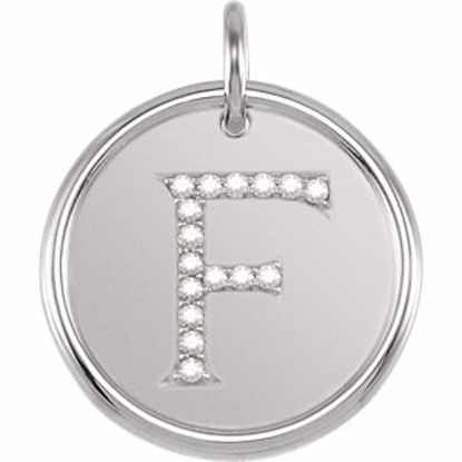 85088:1053:P 14kt White .08 CTW Diamond Initial "F" Pendant