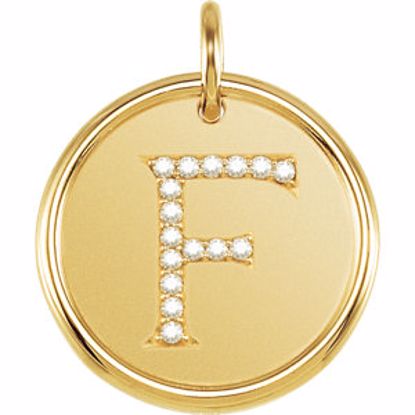 85088:1054:P 14kt Yellow .08 CTW Diamond Initial "F" Pendant