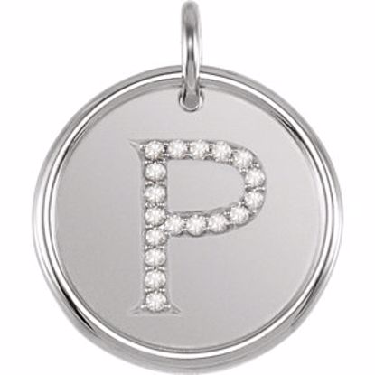 85088:1061:P 14kt White 1/10 CTW Diamond Initial "P" Pendant