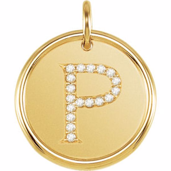 85088:1062:P 14kt Yellow 1/10 CTW Diamond Initial "P" Pendant