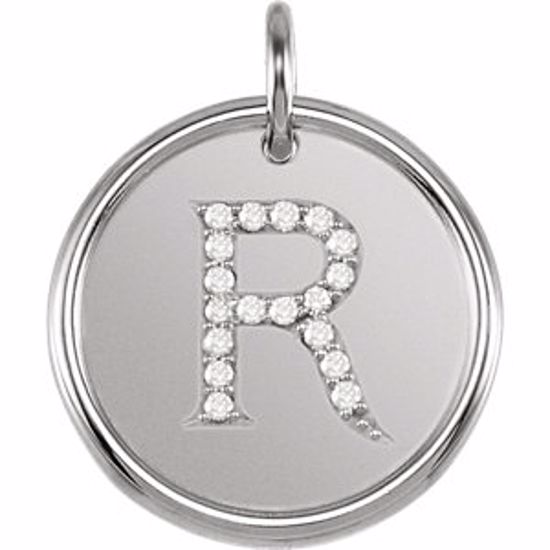 85088:1069:P 14kt White 1/10 CTW Diamond Initial "R" Pendant