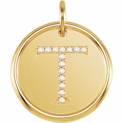 85088:1076:P 14kt Yellow .07 CTW Diamond Initial "T" Pendant