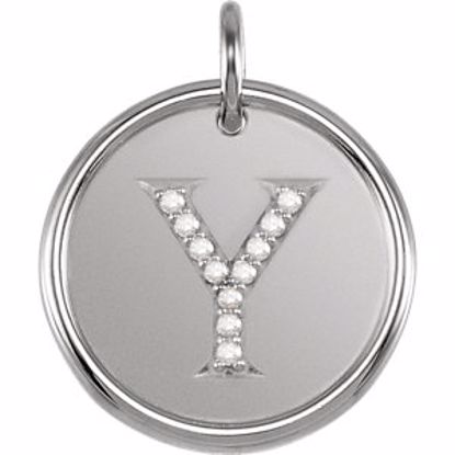 85088:1081:P 14kt White .05 CTW Diamond Initial "Y" Pendant 