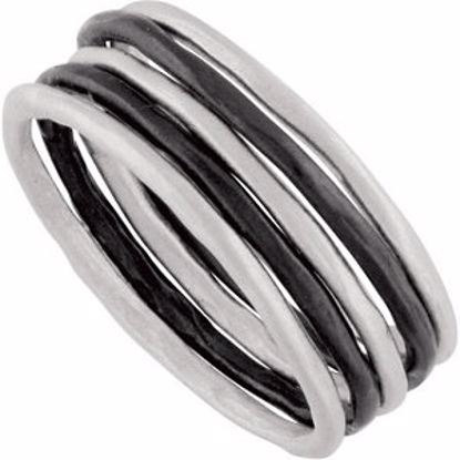 51069:103:P Set of 5 Stackable Rings, 2 of 5 with Black Rhodium Plating
