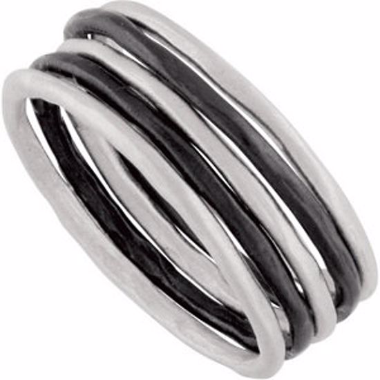 51069:103:P Set of 5 Stackable Rings, 2 of 5 with Black Rhodium Plating