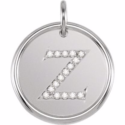 85088:1084:P 14kt White .08 CTW Diamond Initial "Z" Pendant 