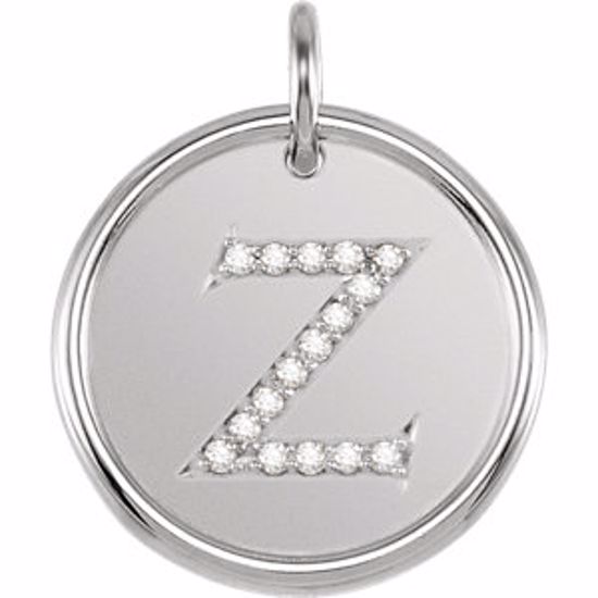 85088:1084:P 14kt White .08 CTW Diamond Initial "Z" Pendant 