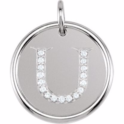 85088:1088:P 14kt White .08 CTW Diamond Initial "U" Pendant