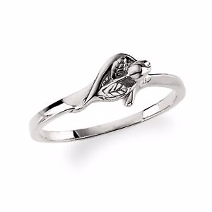R16606:101:P 10kt White Unblossomed Chastity Ring Size 6