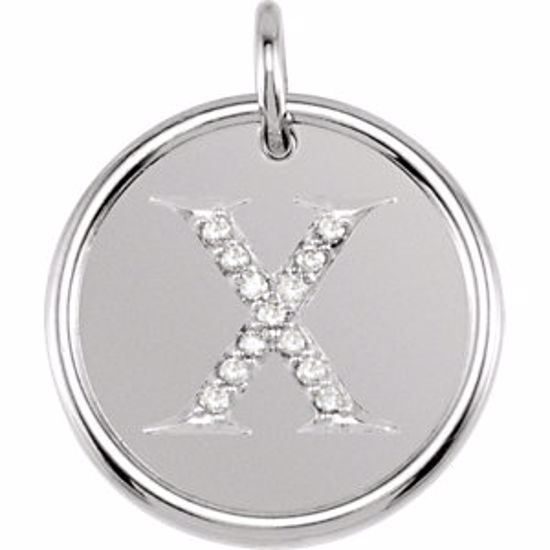 85088:1092:P 14kt White .06 CTW Diamond Initial "X" Pendant