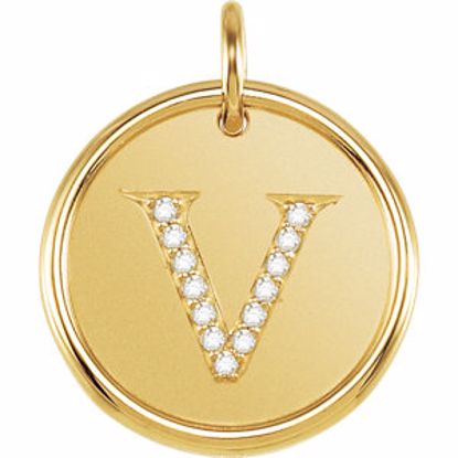 85088:1101:P 14kt Yellow .06 CTW Diamond Initial "V" Pendant