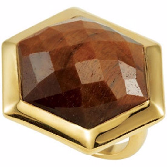 68858:107:P 18kt Yellow Vermeil Tigers Eye Ring Size 7