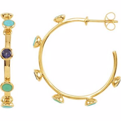 68857:100:P 18kt Yellow Vermeil Multi-Gemstone Hoop Earrings