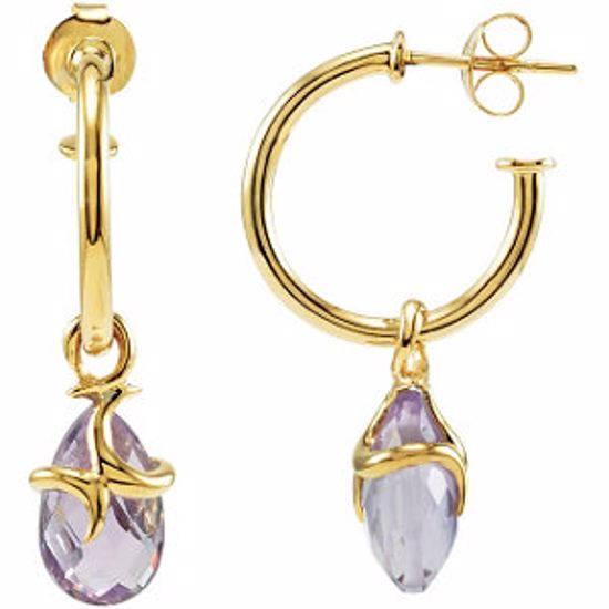 68865:100:P 18kt Vermeil Amethyst Hoop Earrings