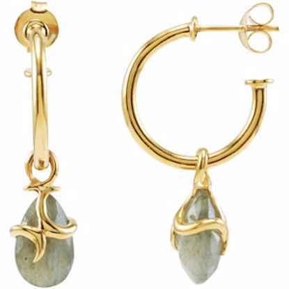 68865:101:P 18kt Vermeil Labradorite Hoop Earrings