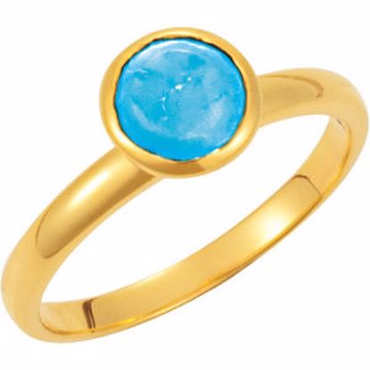 68887:102:P 18kt Yellow Vermeil Turquoise Stackable Ring Size 7