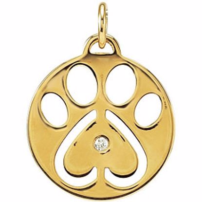 68791:110:P 14kt White .02 CTW Diamond Dog Paw Charm