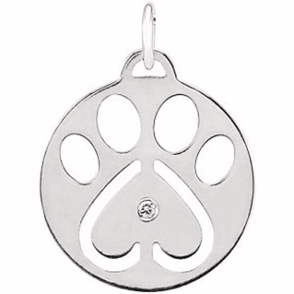 68791:111:P 14kt White .02 CTW Diamond Dog Paw Charm