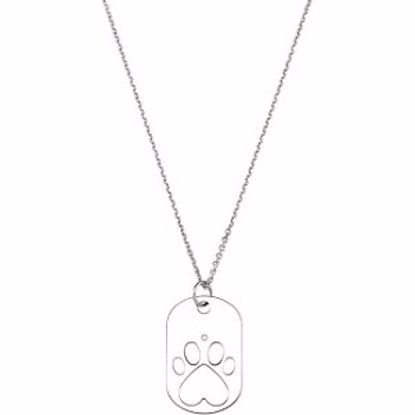 68792:106:P 14kt White 32x20.6mm .02 CTW Diamond Dog Tag 18" Necklace with Packaging