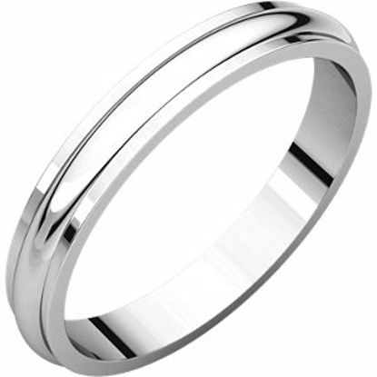 HRE6:142413:P 10kt White 3mm Half Round Edge Band