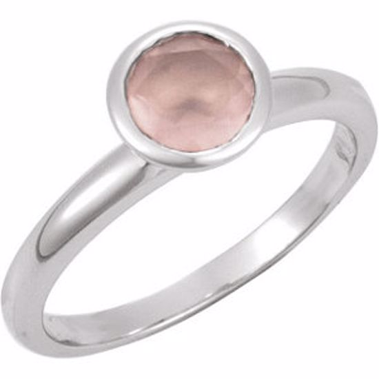 68887:116:P Sterling Silver Rose Chalcedony Stackable Ring Size 7