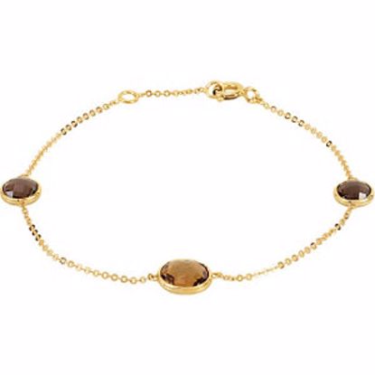 68932:100:P 14kt Yellow Cinnamon and Smoky Quartz 7" Bracelet