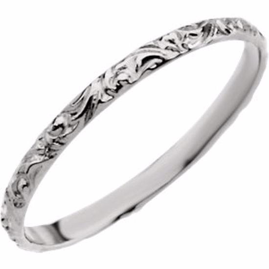 19305:124370:P 14kt White Youth Etched 1.5mm Band