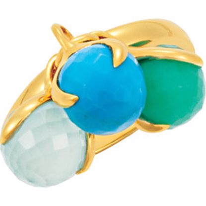 68850:1090:P 18kt Yellow Vermeil Multi-Gemstone Ring Size 6