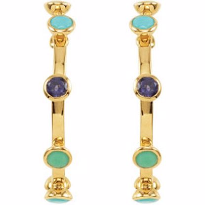 68857:1000:P 18kt Vermeil Missoma® 30mm Hoops in Chrysoprase, Turquoise &amp; Iolite